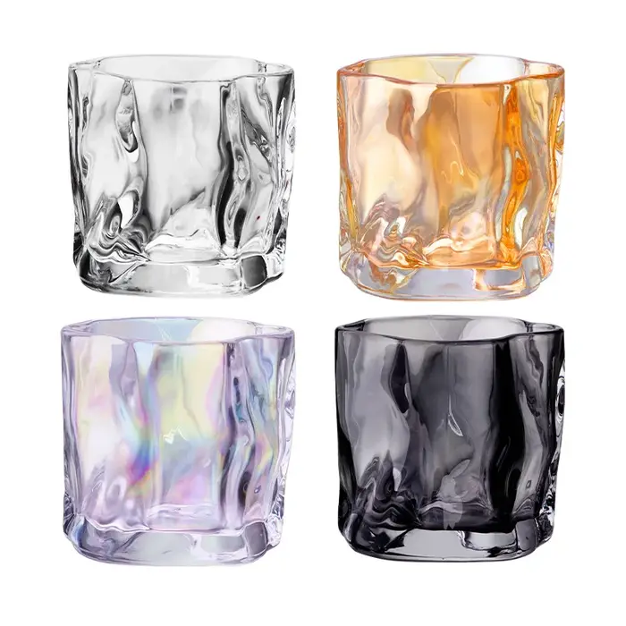 Tasse en verre torsadé pour whisky Transparent papillon