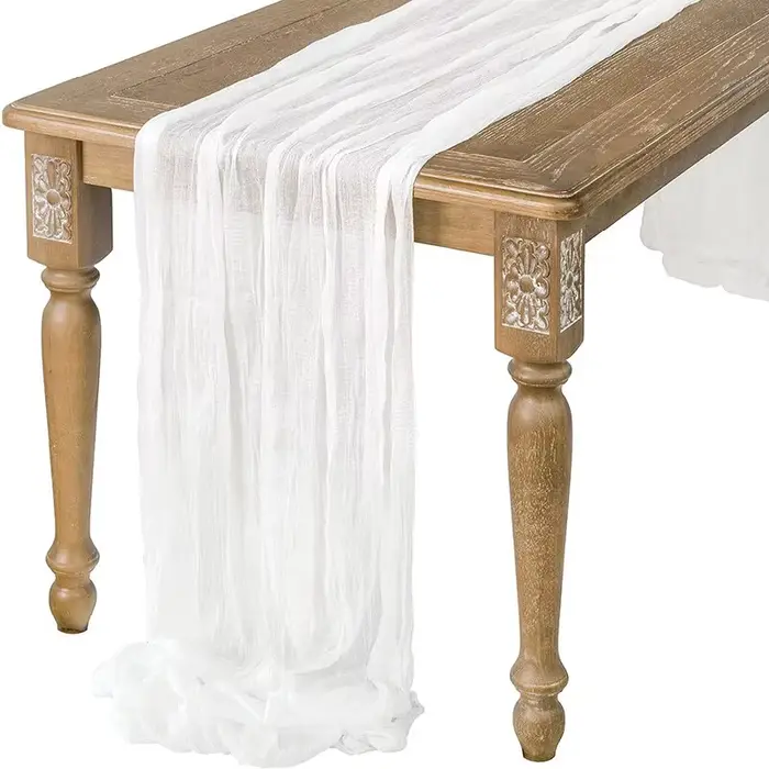Chemin de Table Beige gaze gaze gaze rustique pure Boho décoration de mariage nappe bébé douche noël