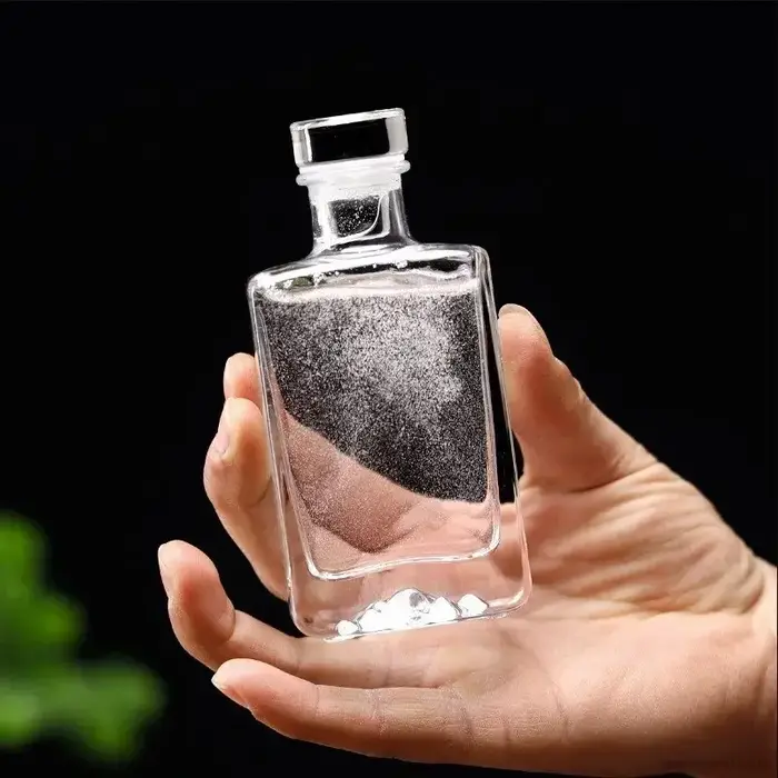 Carafe à whisky en verre transparent sans plomb, forme carrée, 100 ml/200 ml, articles de bar, boute