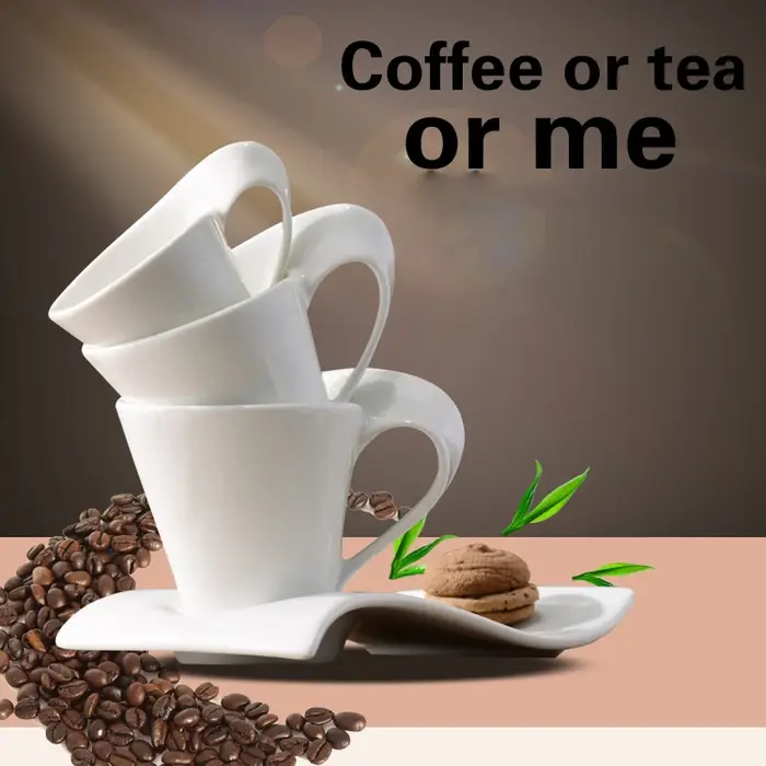 Ensemble de tasses à café et soucoupes en porcelaine ondulée européenne