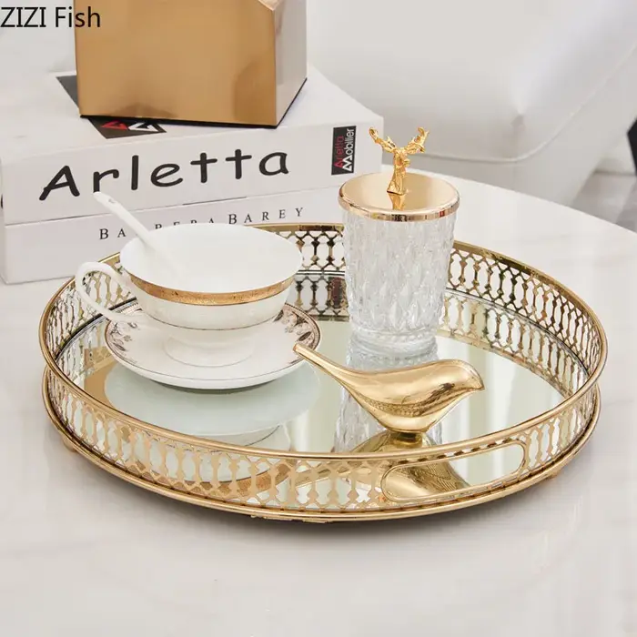 Plateaux décoratifs en verre miroir vintage