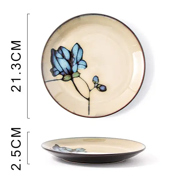 Assiette à fleurs en céramique peinte à la main