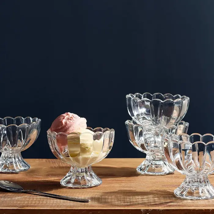 Bol à dessert en verre tulipe à pied de 5 oz – Idéal pour les coupes glacées