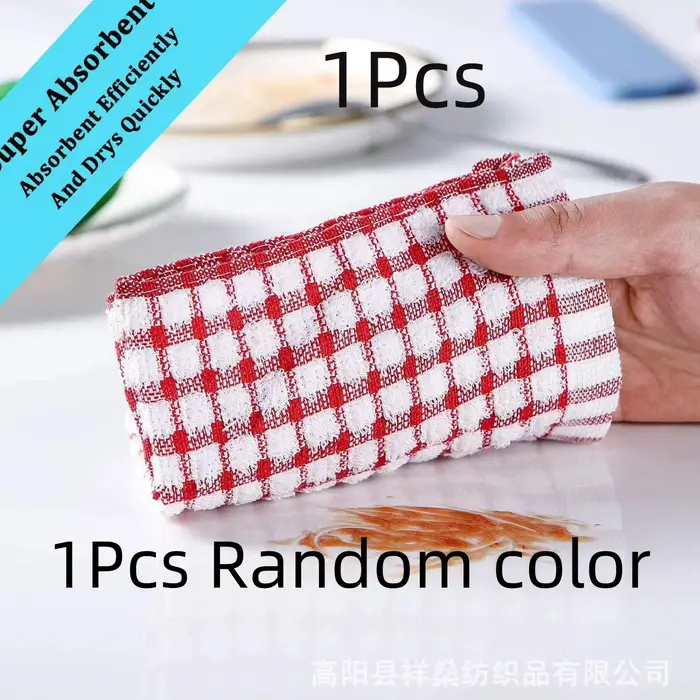 1/6 pièces serviettes à thé en éponge serviettes à thé de cuisine absorbant peluches restauration Re