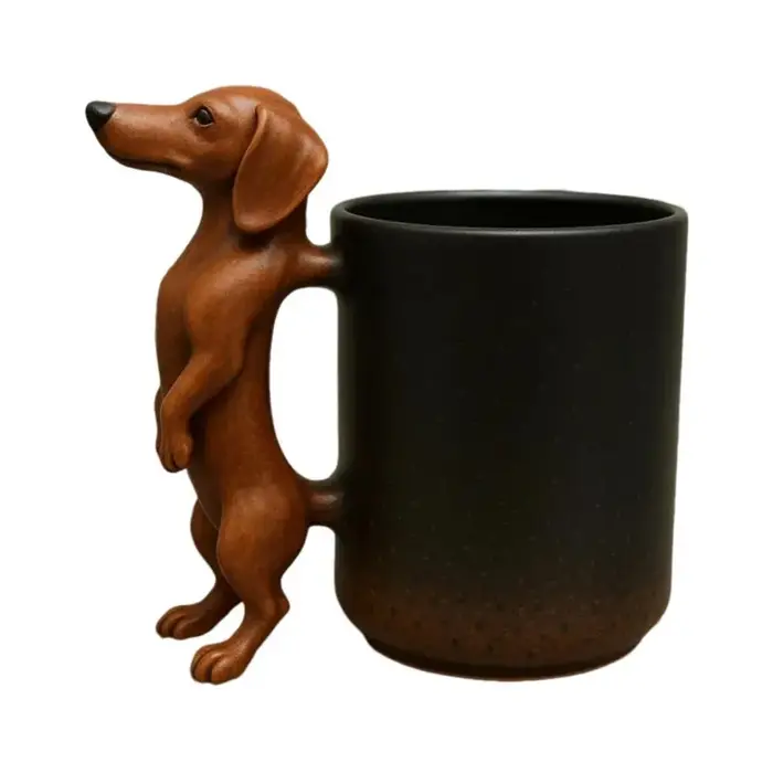 Tasse à café teckel avec poignée