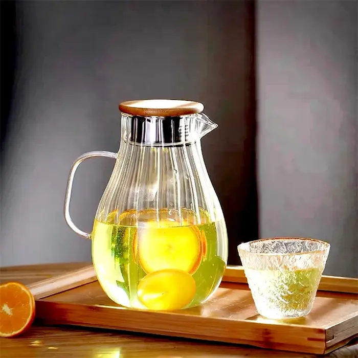 Bouilloire Verticale à Rayures de Grande Capacité en Borosilicate