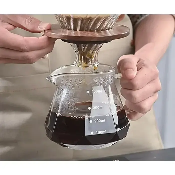 Pot de partage de café en verre de diamant de 400 à 600ml