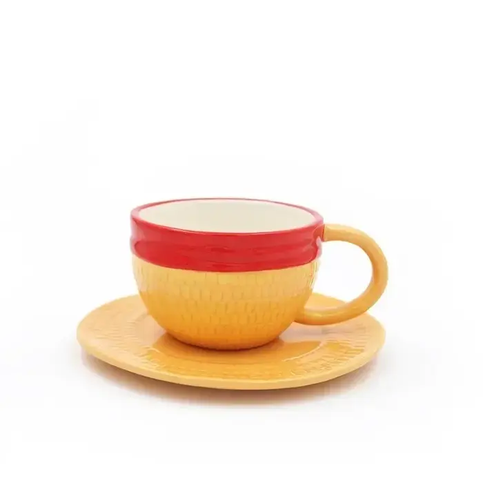 Tasse à café et soucoupe créative Anime, chapeau de frères de dessin animé, tasse à l'envers en Reli