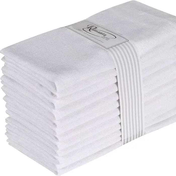 Lot de 12 serviettes de table 100 % coton pour 18 pouces, blanches, douces, absorbantes, confortable