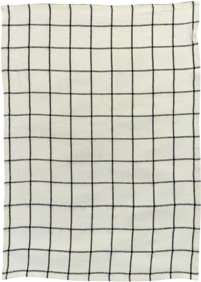 Torchon Carreaux Karma Ecru/noir 55 x 75