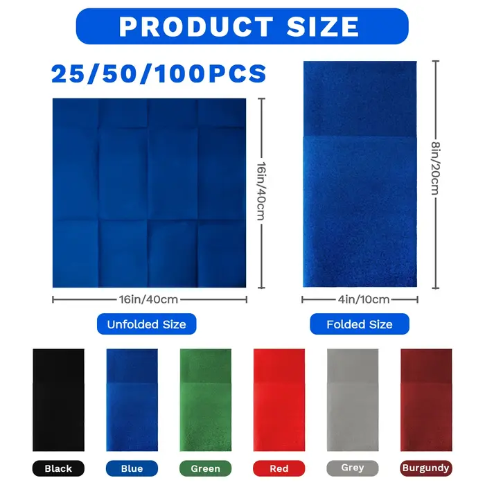 JINYUDOME 25/50 pièces Serviettes de table jetables colorées avec pochette intégrée pour couverts