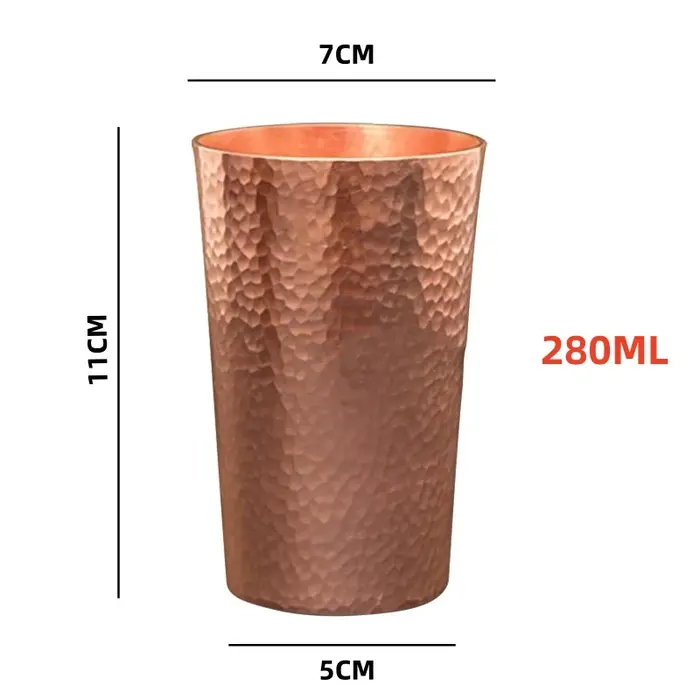 Tasse artisanale vintage en cuivre pur avec texture martelée épaissie