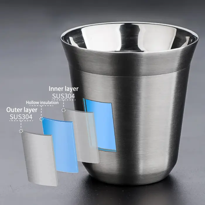 1 pièces 80ml 160ml 250ml Mini tasses à café de haute qualité en acier inoxydable Double paroi