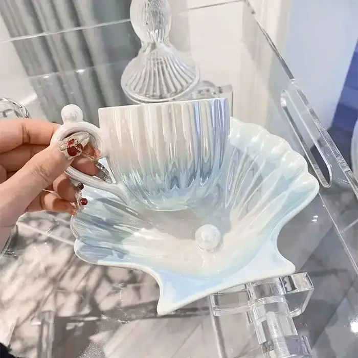 Tasse à Café Créative en Coquille de Perle