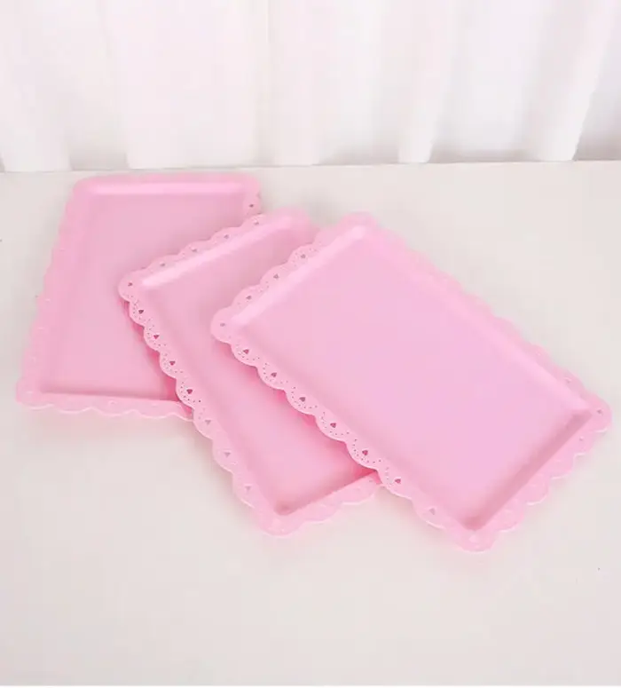 Assiette/plateau à dessert en plastique rose