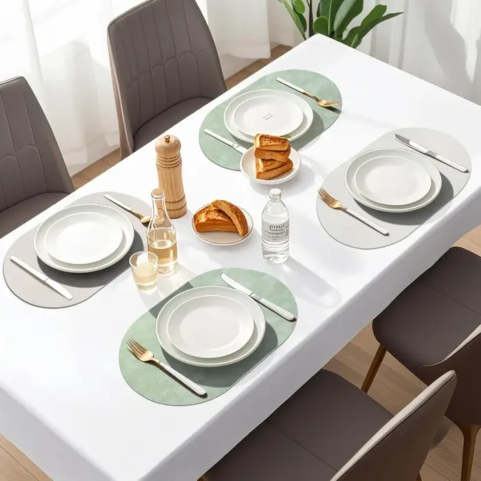 Lot de 4 sets de table ovales en similicuir