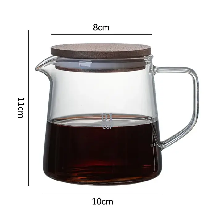 Serveur de café en verre avec échelle à points