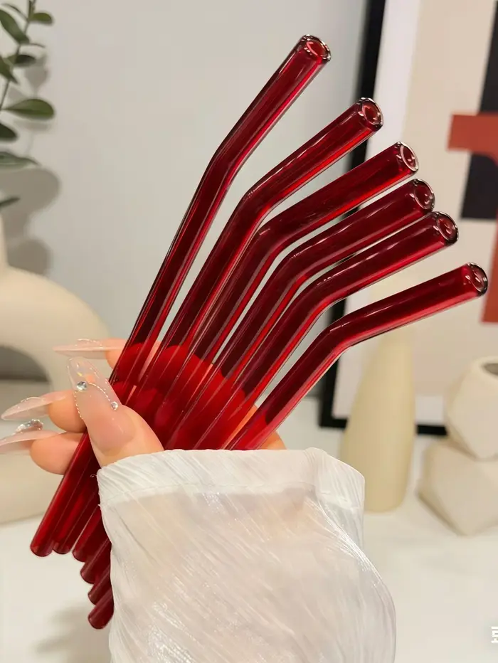 1/4/8 pailles en verre courbées