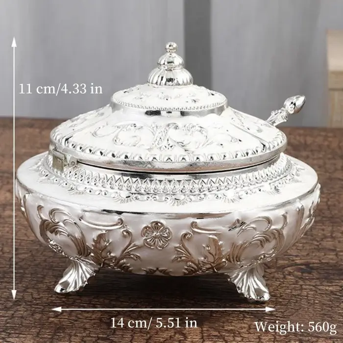 Pot de grains de café, alliage de fleurs gravées avec couvercle, récipient d'assaisonnement de luxe,