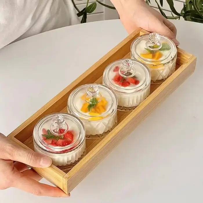 Tasses à Dessert glacées en verre élégantes avec couvercles