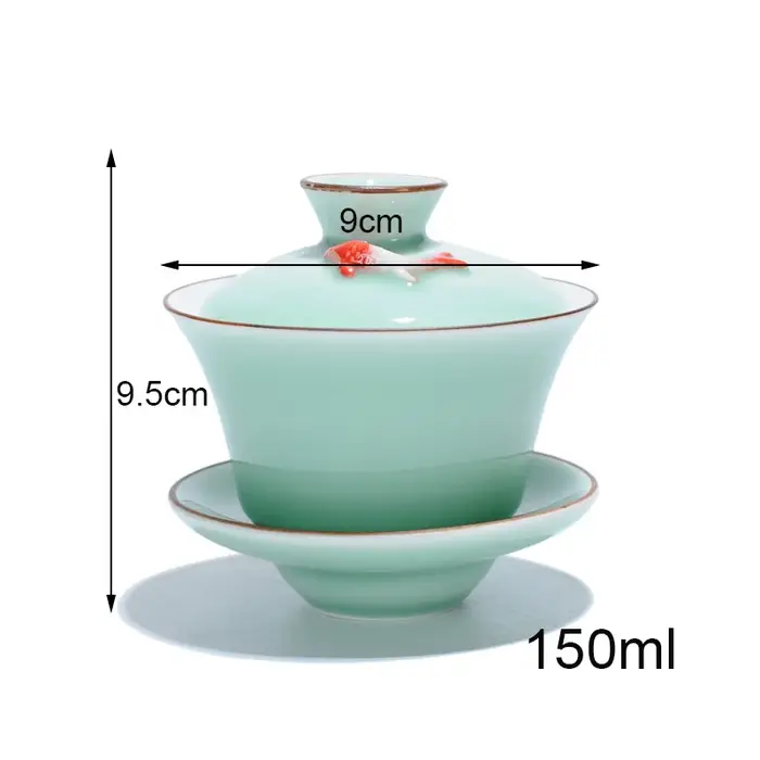 3 bols à thé céladon Gaiwan