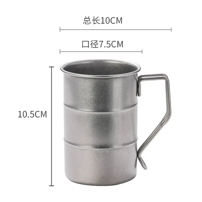 Tasse vintage en acier inoxydable 304 pour l'extérieur, tasse à eau, style industriel, café créatif,