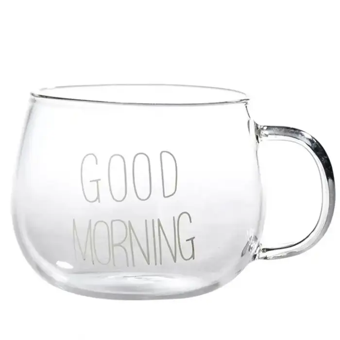 Tasse en verre créative transparente avec lettre imprimée