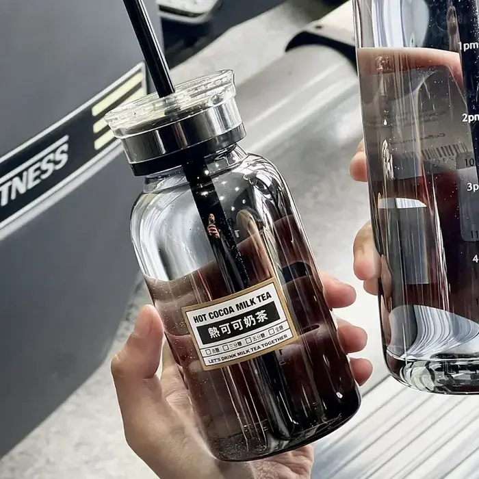 Ins-Bouteille d'eau en verre avec marqueur de temps