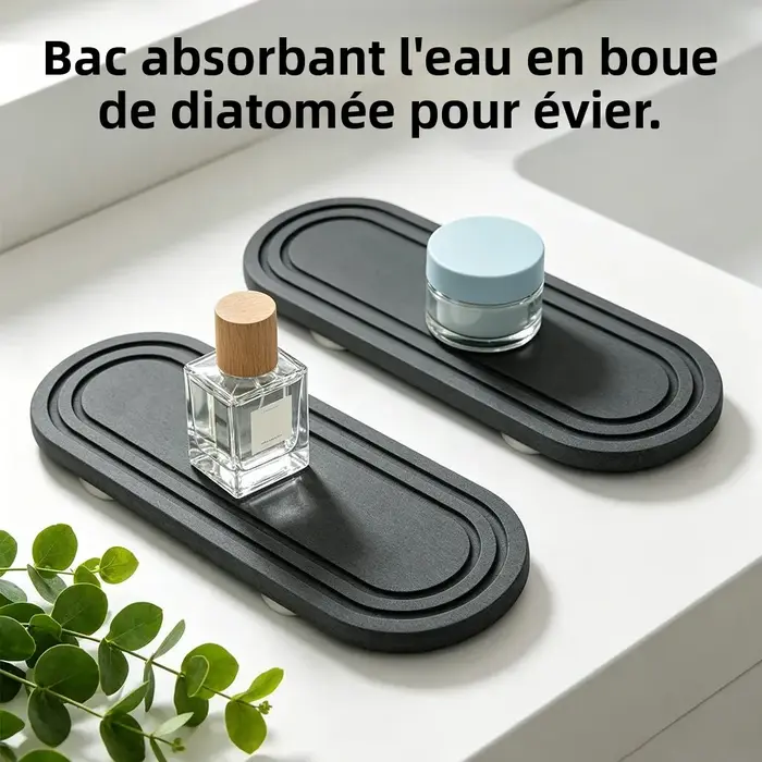 Lot de 2 plateaux de séchage rapide en terre de diatomée