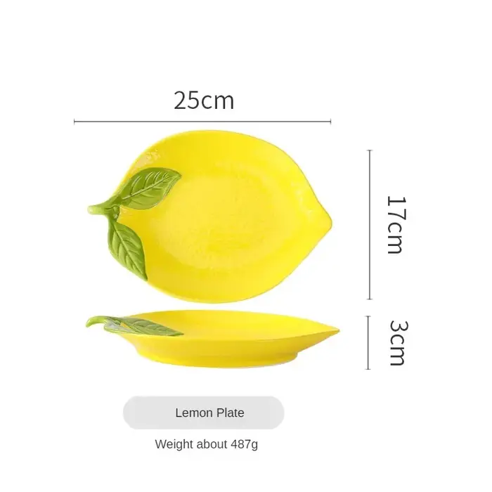 Assiette queplate en céramique en forme de citron de dessin animé