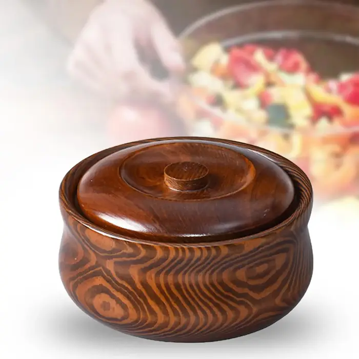 Filles Ramen en bois fait à la main pour salade, récipient durable avec légumes