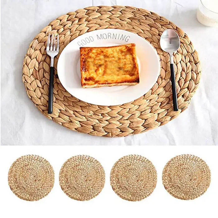Natual paille tissage rotin napperons ronds tasses tapis Table à manger décor à la maison