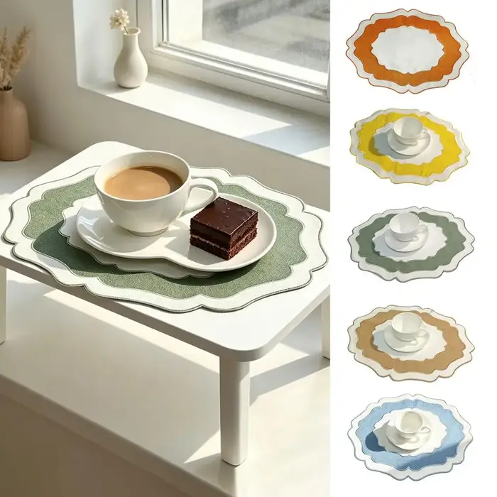 Set de table texturé en lin festonné