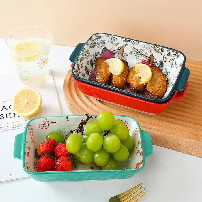 Assiette de cuisson en céramique à Double oreille