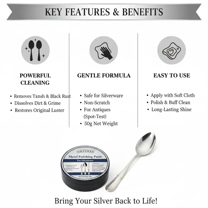 Pâte de polissage pour argent – Dissolvant de ternissement pour couverts