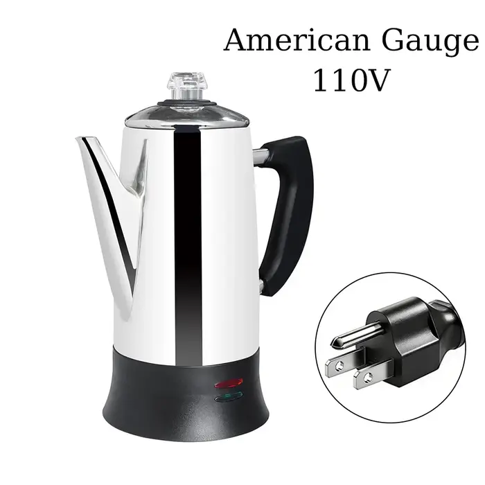 Percolateur à café électrique 12 tasses – Acier inoxydable, préparation rapide, maintien au chaud av