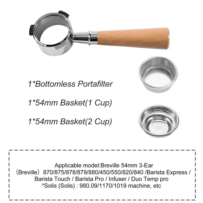 Porte-filtre à café sans fond de 54mm