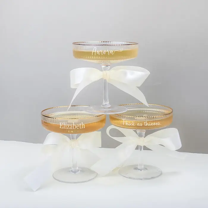Verres à Champagne côtelés personnalisés