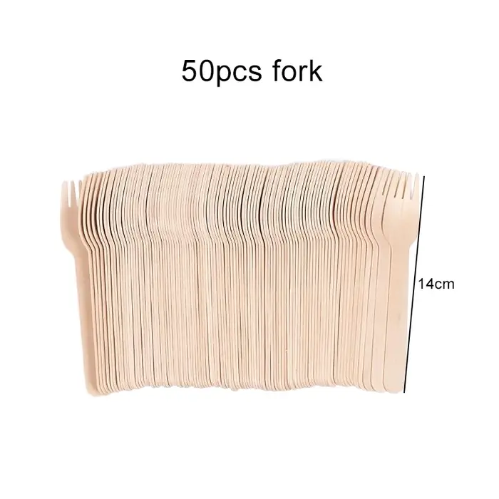 Lot de 50 couverts en bois jetables (baguettes