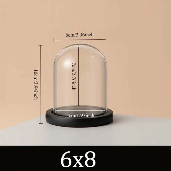 Boîte de rangement en verre Transparent, Cloche en forme de dôme, comptoir en verre avec Base noire,