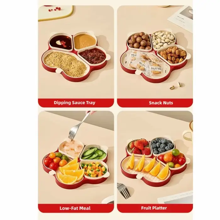 Assiette de préparation en plastique réutilisable à 4 compartiments