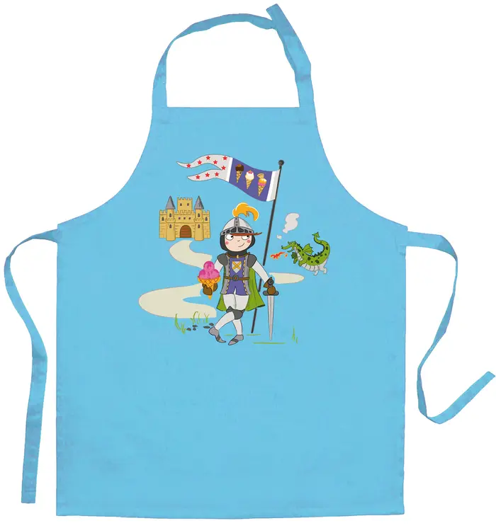 Tablier Enfant Chevalier Et Dragon Turquoise 52 X 63