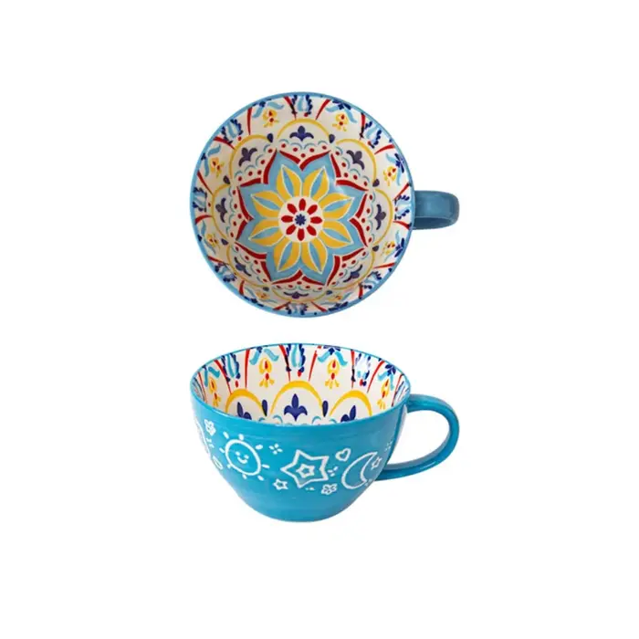 Tasse de petit déjeuner bohème en céramique créative