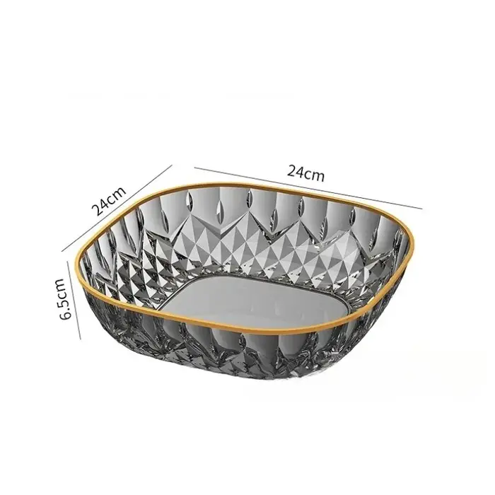 Plateau carré transparent en plastique pour fruits