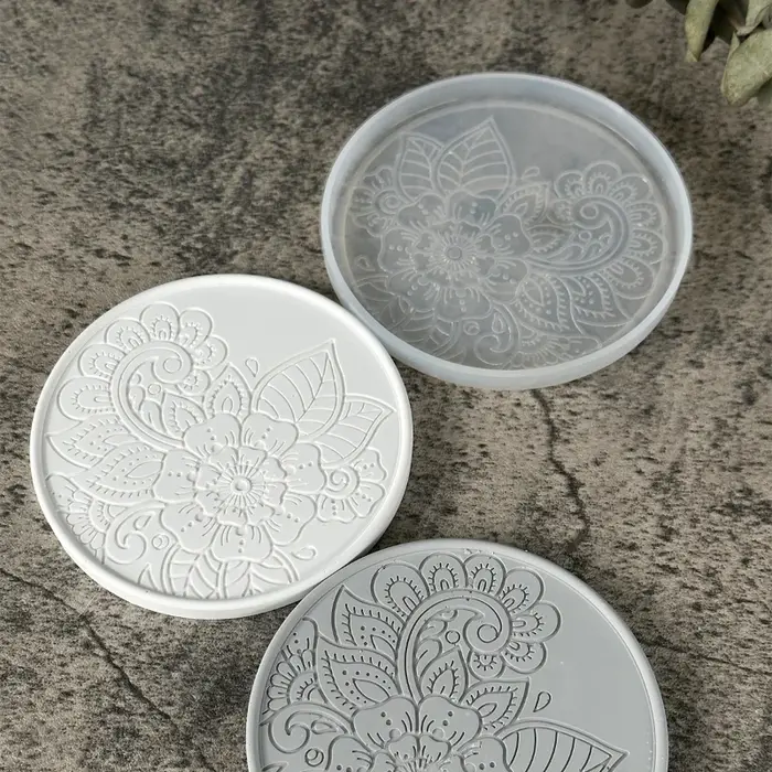 Moule rond en Silicone pour dessous de verre à fleurs