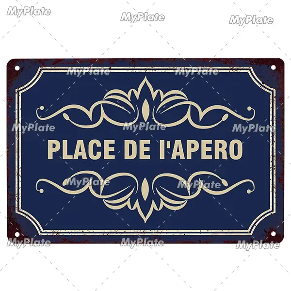 [MyPlate] signe en métal français Plaque Vintage Plaque en étain décor mural pour Bar Club homme gro