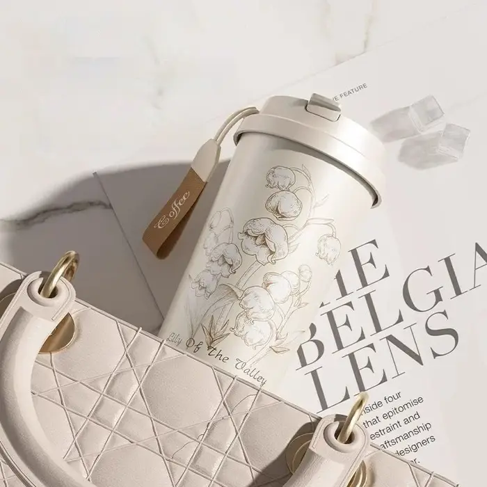 GIANXI Lily Of The Valley Design voyage Portable étanche tasse à café en acier inoxydable bouteille isolée