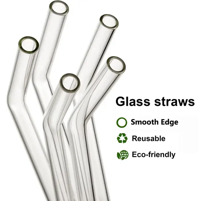 Pailles réutilisables en verre transparent