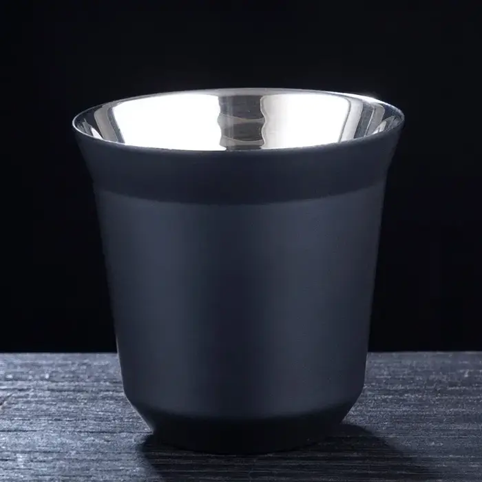 Ensemble de tasses à expresso en acier inoxydable 80ML, Double paroi, petite tasse à café en acier i