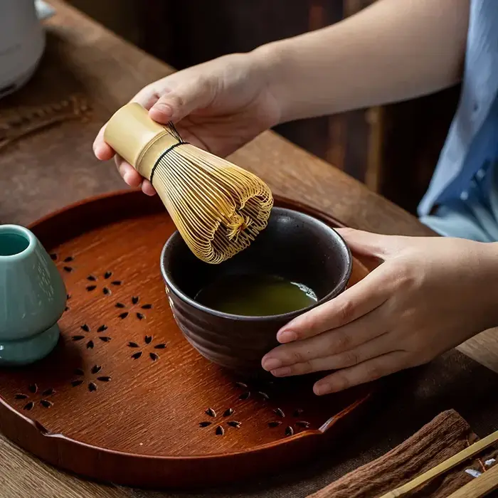 Service à thé japonais, fouet Matcha (Chasen), cuillère et cuillère à thé (Chashaku), accessoires en